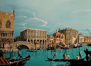 Marek Izydorczyk - Schiovani Pier und Kai vom San Marco Becken aus gesehen, eine Kopie von Canaletto