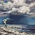 Yana Yeremenko - "Augenblick vor" Meereslandschaft mit einer Seemöwe-Pastellzeichnung