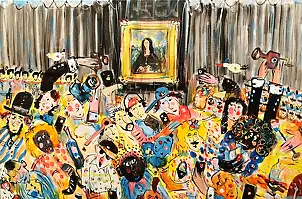 Dariusz Grajek, Mona Lisa w Luwrze....., Obraz akrylowy, Obraz olejny - płótno, 117 x 80