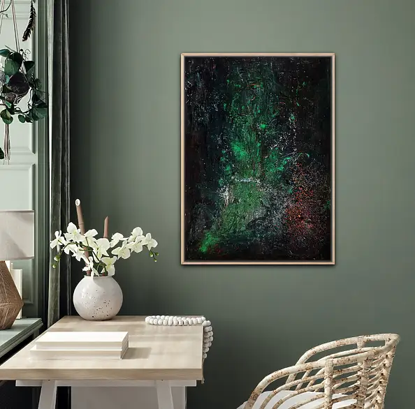 Iwona Jabłońska, Monstera of the future, Watercolors, Impasto, Other, Glaze, Acrylic painting, Oil painting, Mixed media, Tempera - canvas, 50 x 70