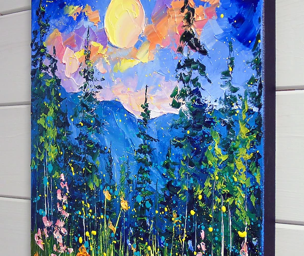 Olha Darchuk - Moonlit Night by the Mountains