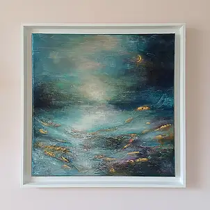 Monika Targiel, «Море безмолвной тайны» – 50 × 50 см, Лесування, Акрилова картина, Змішані техніки - холст, 50 x 50