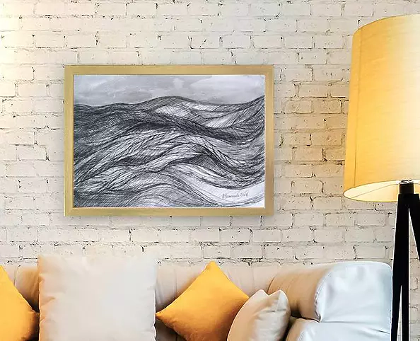 Anna Skowronek - Morze -  czarno biały rysunek oryginał unikat