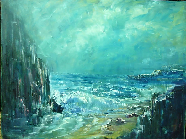 Kazimierz Komarnicki - Sea and rocks. Storm