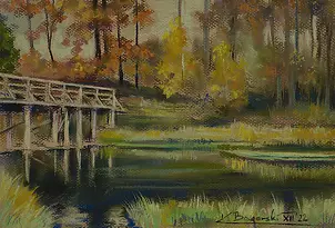 Krzysztof Bagorski - Pont en bois sur la rivière Wda