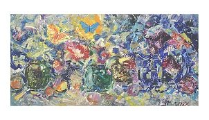 Eryk Maler - Sommer durch das Fenster: Schmetterlinge, 140x70, 2023