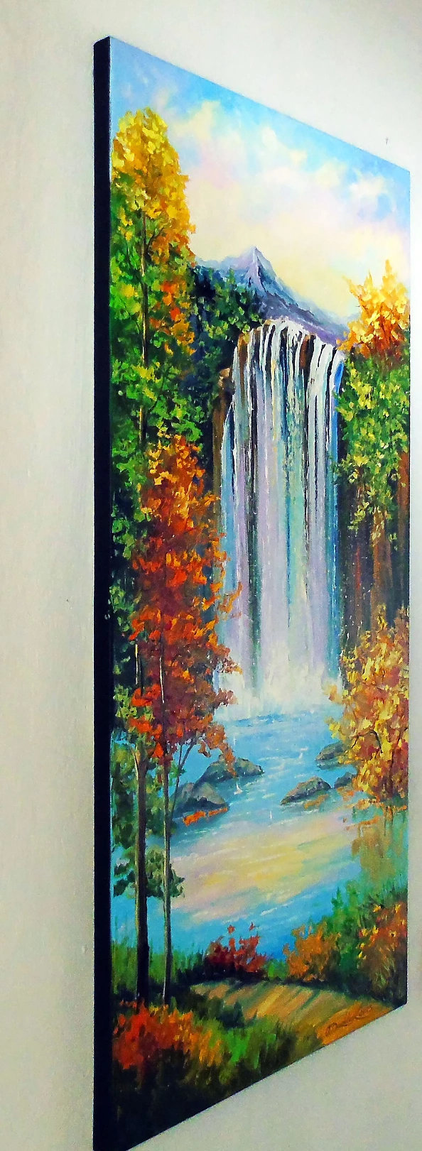 Olha Darchuk - Mountain waterfall by the lake