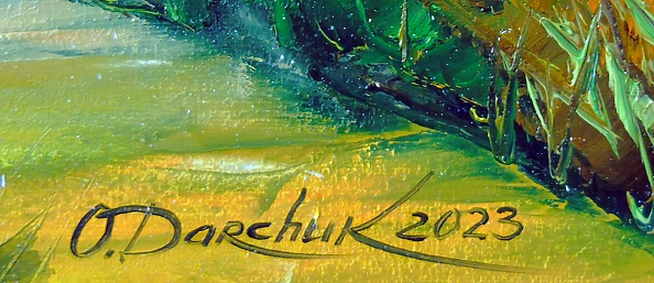 Olha Darchuk - Mountain waterfall by the lake