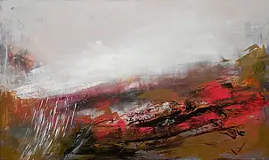 Iwona BORKOWSKA, Możliwe, że... Kolekcja „Za chwilę”, Obraz akrylowy, Techniki mieszane - płótno, 90 x 150