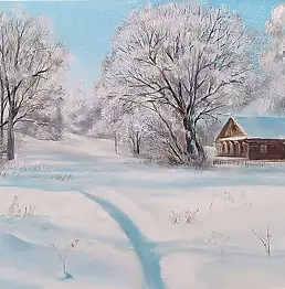 Krzysztof Marek, Холодная зима., Масляная картина - холст, 60 x 40