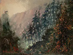 Ryszard Tyszkiewicz, Mufflon, Ölbild - Leinwand, 64 x 49