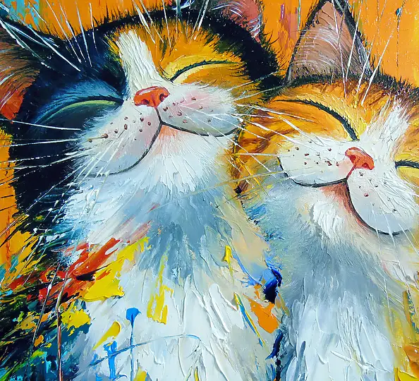 Olha Darchuk, Purr-fect Happiness , Obraz olejny - płótno, 50 x 60
