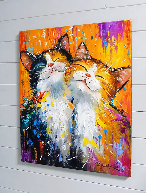 Olha Darchuk, Purr-fect Happiness , Obraz olejny - płótno, 50 x 60