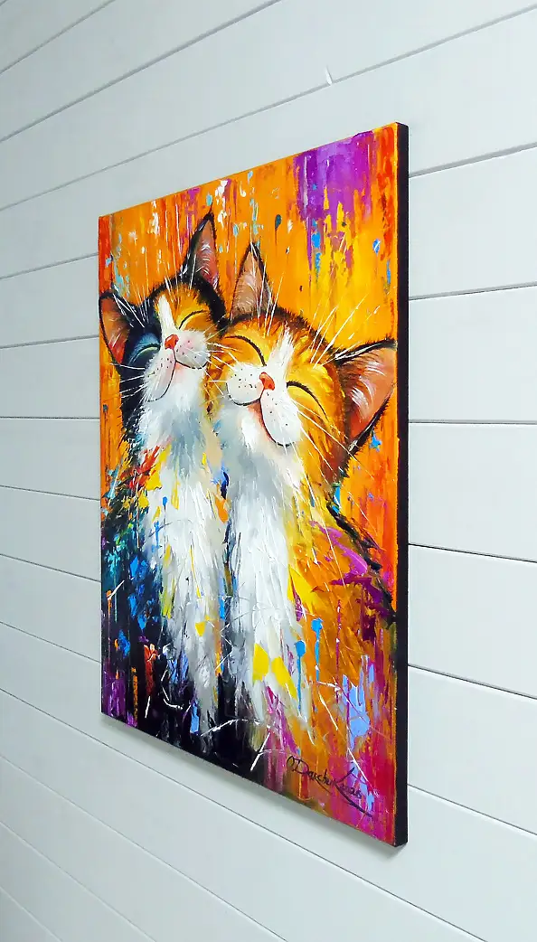 Olha Darchuk, Purr-fect Happiness , Obraz olejny - płótno, 50 x 60