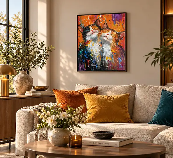 Olha Darchuk, Purr-fect Happiness , Obraz olejny - płótno, 50 x 60