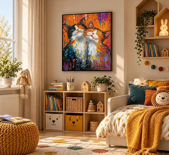 Olha Darchuk, Purr-fect Happiness , Obraz olejny - płótno, 50 x 60