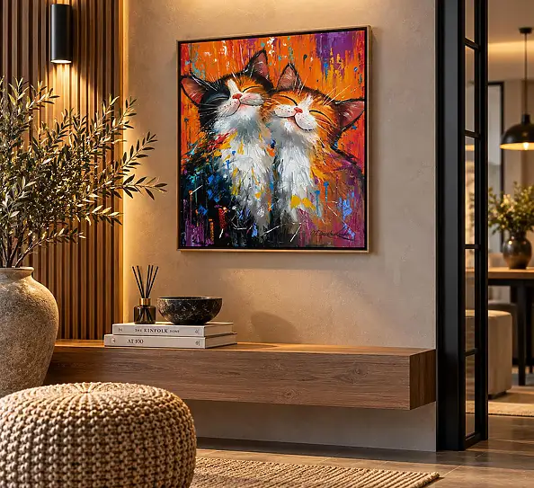 Olha Darchuk, Purr-fect Happiness , Obraz olejny - płótno, 50 x 60