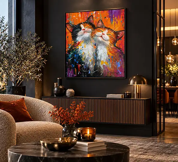 Olha Darchuk, Purr-fect Happiness , Obraz olejny - płótno, 50 x 60