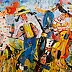 Dariusz Grajek, Muzycy na rowerze..., Obraz akrylowy, Obraz olejny - płótno, 120 x 80