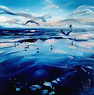 Karina Jaźwińska, Es kursieren verschiedene Gedanken., Ölbild - Leinwand, 30 x 30