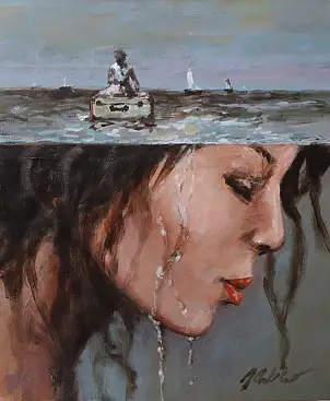 Jerzy Cichecki, Мимолетные мысли, Акрилова картина - холст, 46 x 55