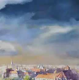 Witold Zieliński, HIMMEL ÜBER WROCŁAW, Aquarelle - Papier, 36 x 54