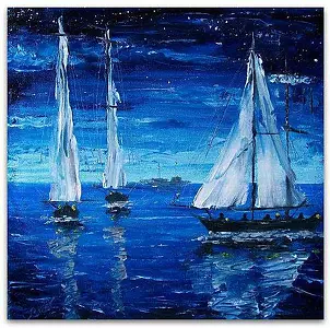 Michał Lenartowicz - NOCNE POŁOWY - obraz olejny 40x40c