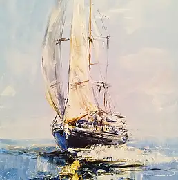 Dariusz Grajek, En mer...., Peinture acrylique, Peinture à l'huile - toile, 38 x 50