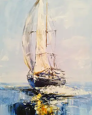 Dariusz Grajek, At sea...., Acrylic painting, Oil painting - canvas, 38 x 50
