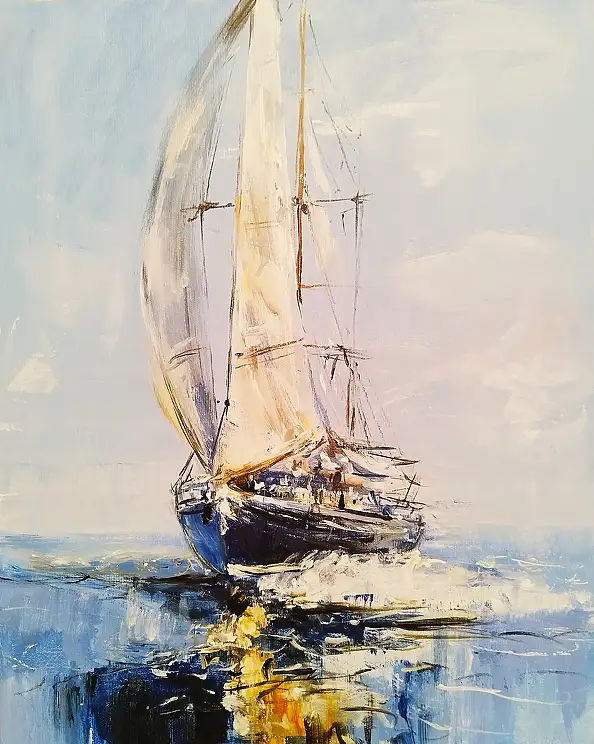 Dariusz Grajek, At sea...., Acrylic painting, Oil painting - canvas, 38 x 50