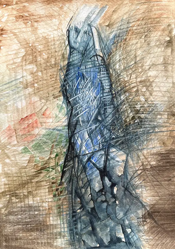 Anna Lupa Suchy, On the beach, Watercolors - paper, 20 x 29