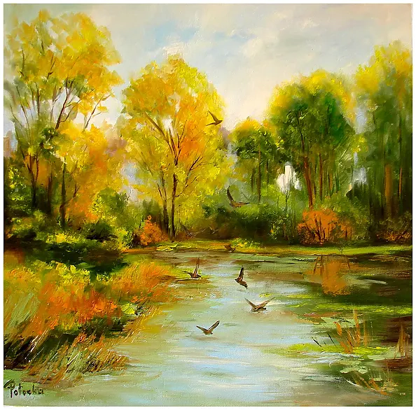 Grażyna Potocka - On a walk oil painting 50cm-50cm