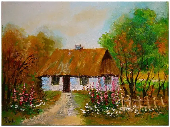 Grażyna Potocka - Ländliche Landschaft, Ölgemälde, 30-40 cm