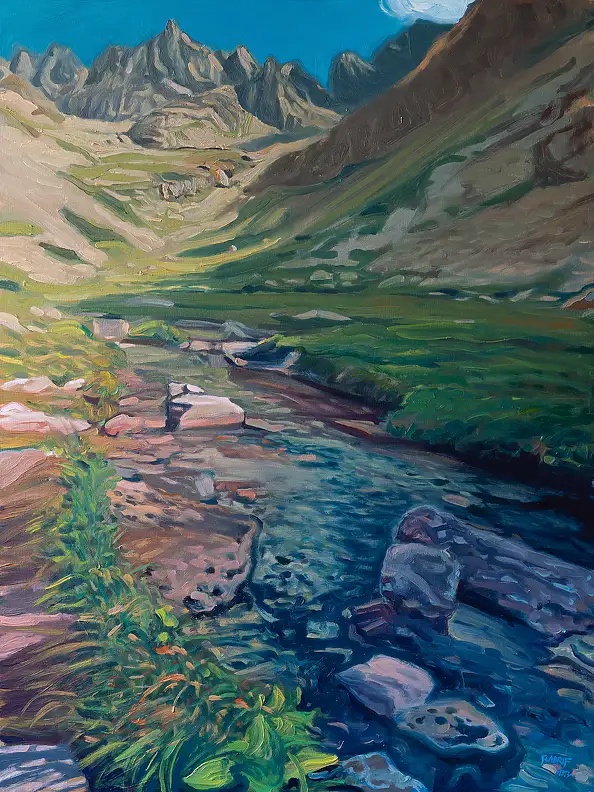 Wojciech Pater, Oltre il torrente di montagna, Quadro a olio - pannello, 60 x 80