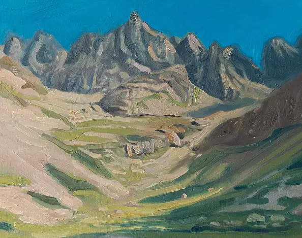 Wojciech Pater, Oltre il torrente di montagna, Quadro a olio - pannello, 60 x 80