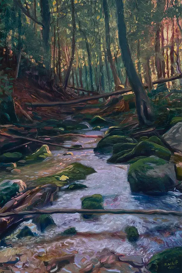 Wojciech Pater, Nad Górskim Strumieniem, Obraz olejny - płyta, 40 x 60