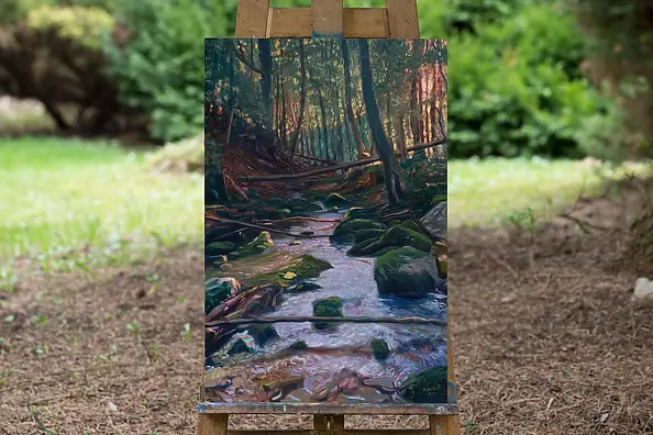 Wojciech Pater, Nad Górskim Strumieniem, Obraz olejny - płyta, 40 x 60