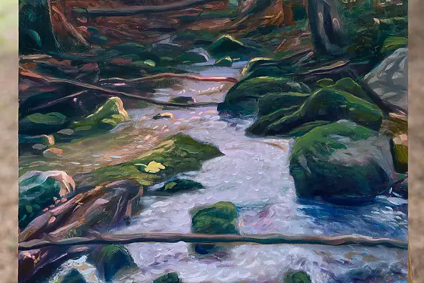 Wojciech Pater, Nad Górskim Strumieniem, Obraz olejny - płyta, 40 x 60