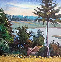 Włodzimierz Draczyński, Près du lac, Peinture à l'huile - toile, 64 x 50