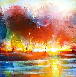 Włodzimierz Draczyński, Nad jeziorem, Obraz olejny - płótno, 90 x 50
