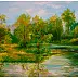 Grażyna Potocka - Peinture à l'huile « Au bord de l'eau », 63 cm x 97 cm