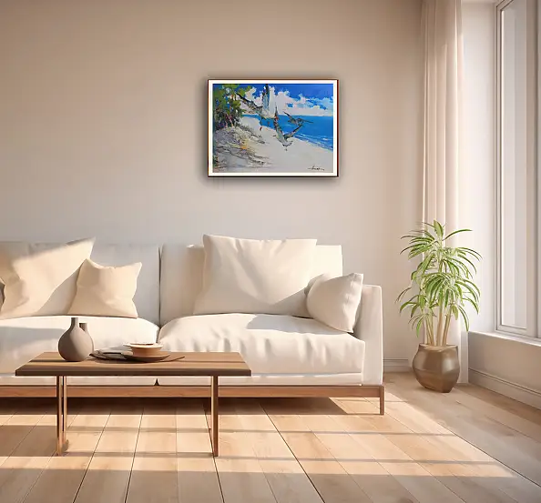 Henadzy Havartsou, Armonia in riva al mare, Quadro a olio - tela, 70 x 50