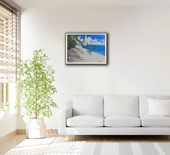 Henadzy Havartsou, Armonia in riva al mare, Quadro a olio - tela, 70 x 50