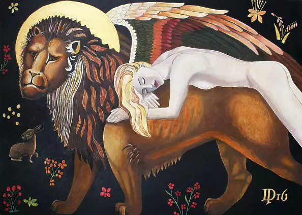 Daniel Porada - Naked woman with lion in Paradise