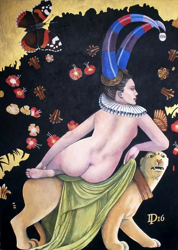 Daniel Porada - Naked woman on panther in Paradise