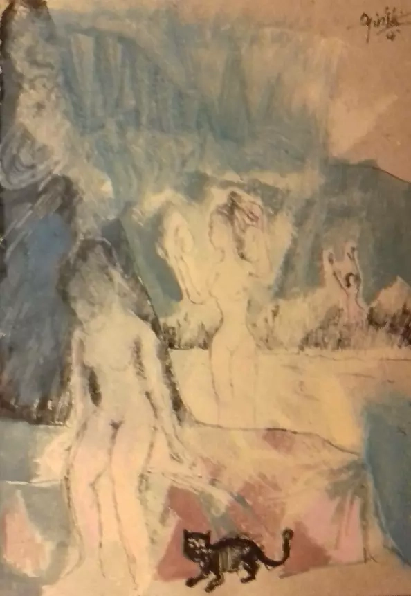 Michał Ogiński - Naked woman with a cat