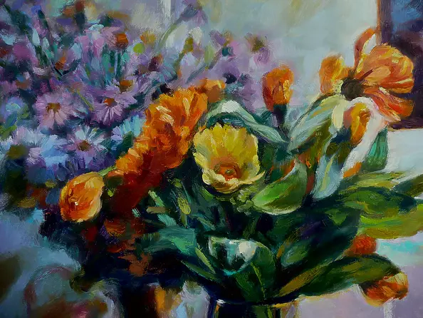 Barbara Gulbinowicz - Marigolds in a glass