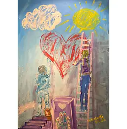 Piotr Gawron Jedlikowski, Wir werden diese Welt neu malen. Gut. Für die Liebe., Acrylgemälde - Leinwand, 70 x 100