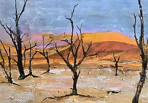 Ewa Mościszko - Namibia, acrylic painting on canvas 70x50x1cm