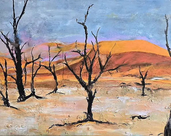 Ewa Mościszko - Namibia, acrylic painting on canvas 70x50x1cm